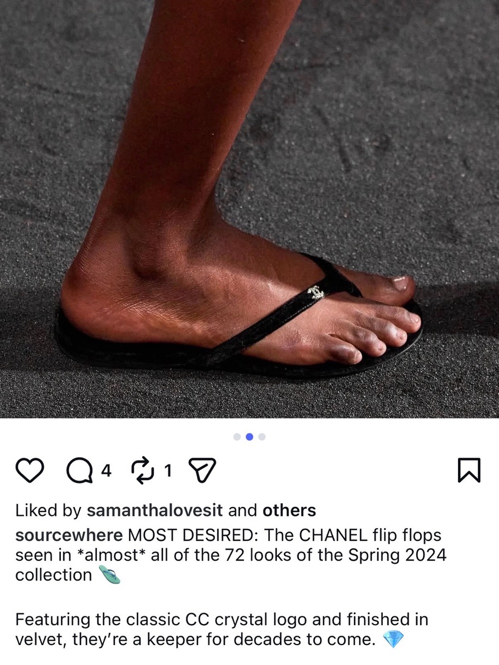 CHANEL super rare Black Suede 2024 Thong Sandals $950🅿️